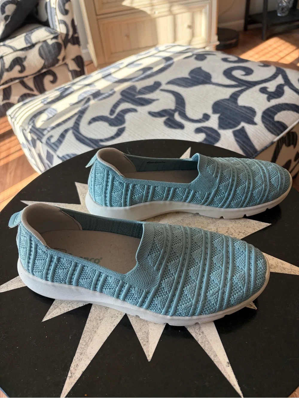 Spenco Aqua Blue Knit Slip-On Espadrilles